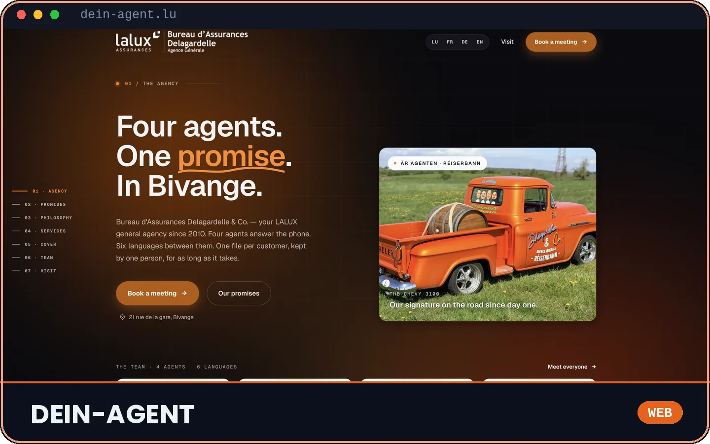 Screenshot of the Dein-Agent insurance agency website